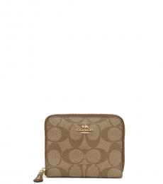 Coach Khaki Saddle Zip Around Small Wallet