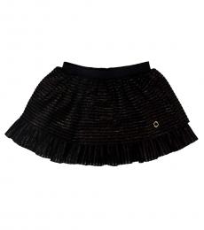 Girls Black Glitter Frilled Skirt