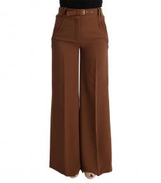 Cavalli Class Brown Solid Boot Cut Pants