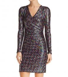 BCBGMaxazria Metallic Magenta Metallic Sequined Party Dress