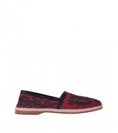 Red Beads Embroidered Espadrilles