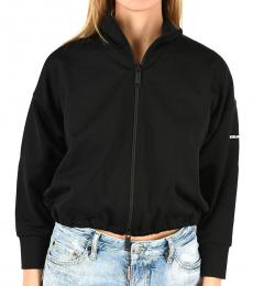 Dsquared2 Black Cotton Blend Sweatshirt Jacket