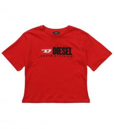 Diesel Little Girls Red TJACKYD Crewneck T-Shirt