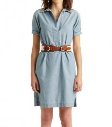 Light Blue Short Sleeve Shift Dress