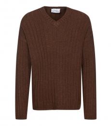 Dark Brown V-Neck Sweater
