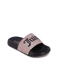 Juicy Couture Little Girls Gold Ave Glitter Slides