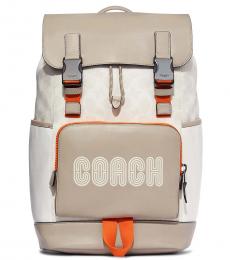 Coach White Track Large Backpack