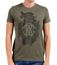 Roberto Cavalli Taupe Graphic Crewneck T-Shirt
