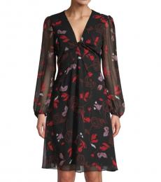 Diane Von Furstenberg Black Chiffon Flare Dress