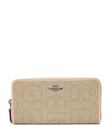 Coach Light Khaki/Pink Accordion Wallet