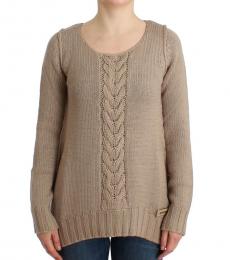 Beige Knitted Wool Sweater