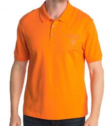 Moschino Orange Logo Patch Knit Polo