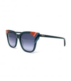 Salvatore Ferragamo Opaline Green Rectangle Sunglasses