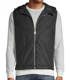 Versace Collection Black Zip-Front Hooded Vest