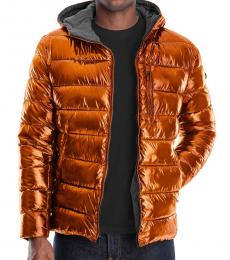 Orange Casena Packable Hooded Puffer Jacket