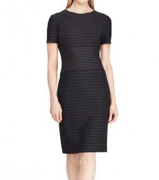 Ralph Lauren Black Striped Studded Sheath Dress