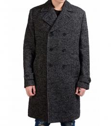Dolce & Gabbana Black White Silk Double Breasted Coat