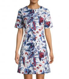 Diane Von Furstenberg White Floral-Print Mini Dress