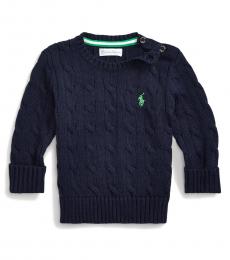 Ralph Lauren Baby Boys Blue Cable-Knit Sweater