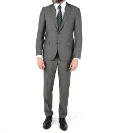 Corneliani Grey Cc Collection Pin Check Side Vents 2-Button Right Suit