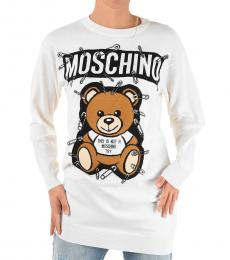 Moschino White Crew-Neck Maxi Sweater