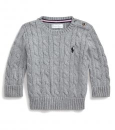 Ralph Lauren Baby Boys Grey Cable-Knit Sweater