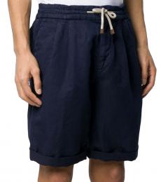 Brunello Cucinelli Navy Blue Drawstring Waist Chino