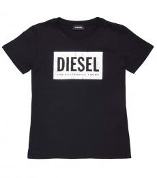 Diesel Girls Black TJACKYD Crewneck T-Shirt
