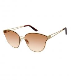 Brown Gold Geometric Sunglasses