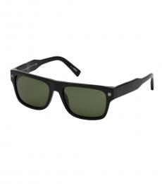 Ermenegildo Zegna Green Black Rectangular Sunglasses
