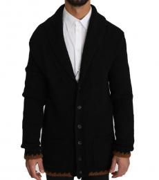 Dolce & Gabbana Black Knitted Wool Button Cardigan