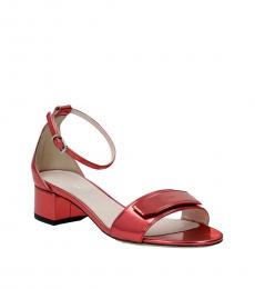Bally Red Front Logo Plaque Heels