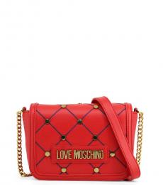 Love Moschino Red Criss-Cross Stitch Small Crossbody