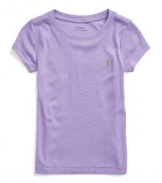 Ralph Lauren Little Girls Hampton Purple Cotton-Modal T-Shirt