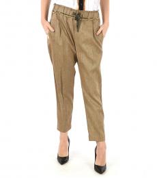 Brunello Cucinelli Light Brown Drawstring Waist Pants