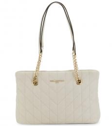 Karl Lagerfeld Winter White Quilted Large Tote