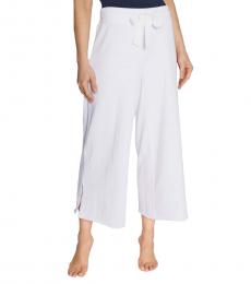 Betsey Johnson White-Wide-Leg French Terry Pants