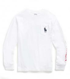 Ralph Lauren Boys White Graphic Long Sleeve T-Shirt