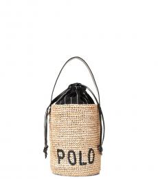 Ralph Lauren Light Tan Raffia Small Bucket Bag