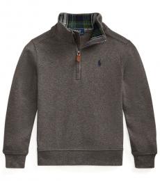 Ralph Lauren Little Boys Grey Heather Interlock Quarter-Zip Pullover