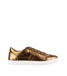 Brass Gold Leather Logo Sneakers