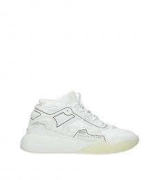 White Aged Effect Logo Sneakers