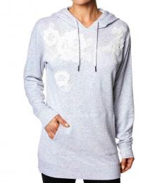 Betsey Johnson Light Grey Floral Embroidered Hoodie