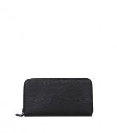 Salvatore Ferragamo Dark Grey Textured Long Wallet