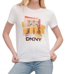 DKNY White Color Block Tee