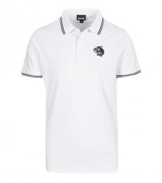 Just Cavalli White Logo Patch Polo