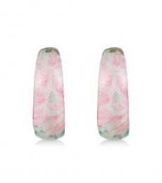 Betsey Johnson Off-White Clear Floral Hoop Earrings