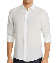 White Woven Button-Down Shirt