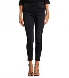7 For All Mankind Black High-Rise Ankle Skinny Jeans