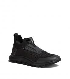 Black Fabric Slip On Sneakers